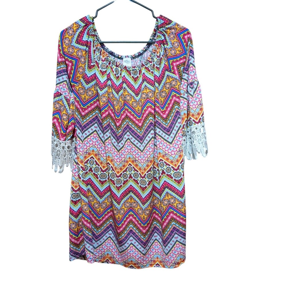 Win Win Red,Blue,Pink,Orange Women's 1/2 sleeve tunic - LG-XL